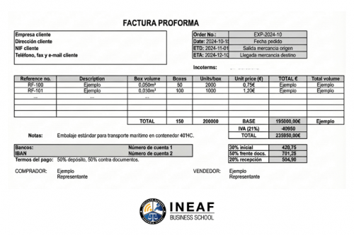 Ejemplo factura proveedor de importación