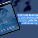 Portada del ebook “Guía práctica de fiscalidad para autónomos y pymes 2025” con ilustración de calendario y gráficos financieros.